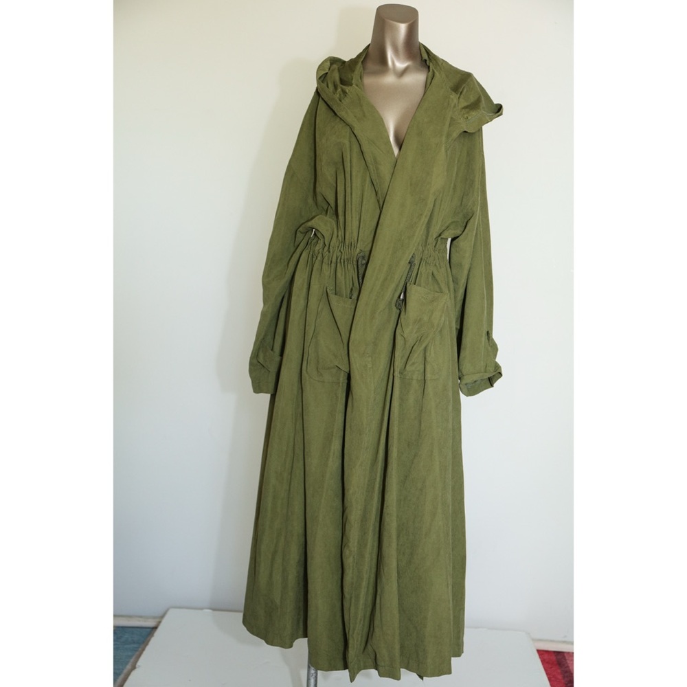 Oversized, drapey hooded super soft olive green coat one size fits all